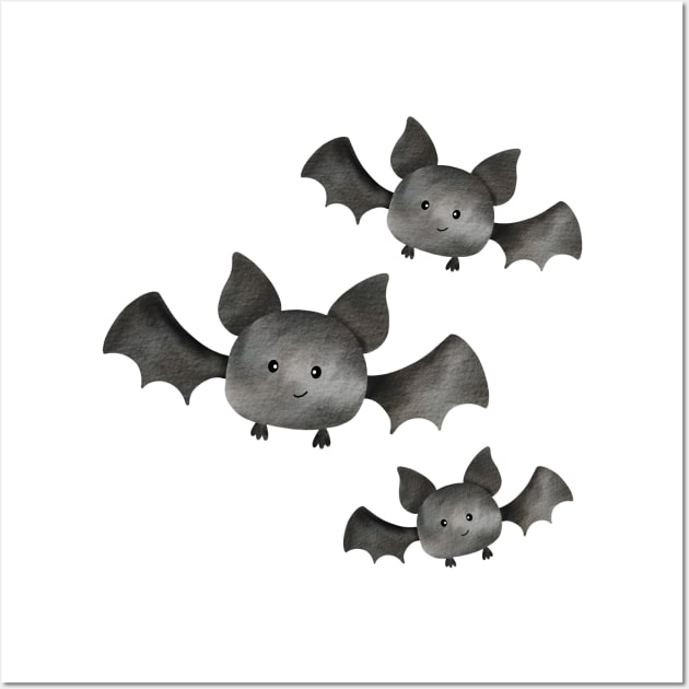 Halloween Cute Bats Wall Art by MutchiDesign